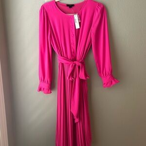 J. Crew Vibrant Pink Long Sleeve Dress